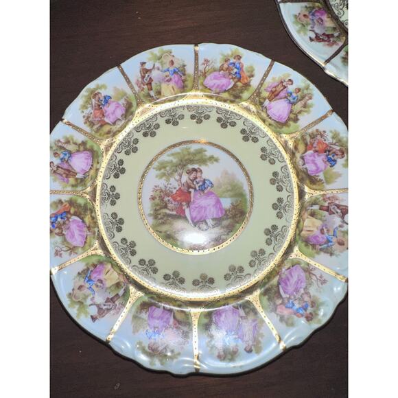 MIDCENTURY FRAGONARD LOVE STORY ALT WIEN STAMPED 5 PIECE PLATE SET 1945-1952 - Picture 2 of 13